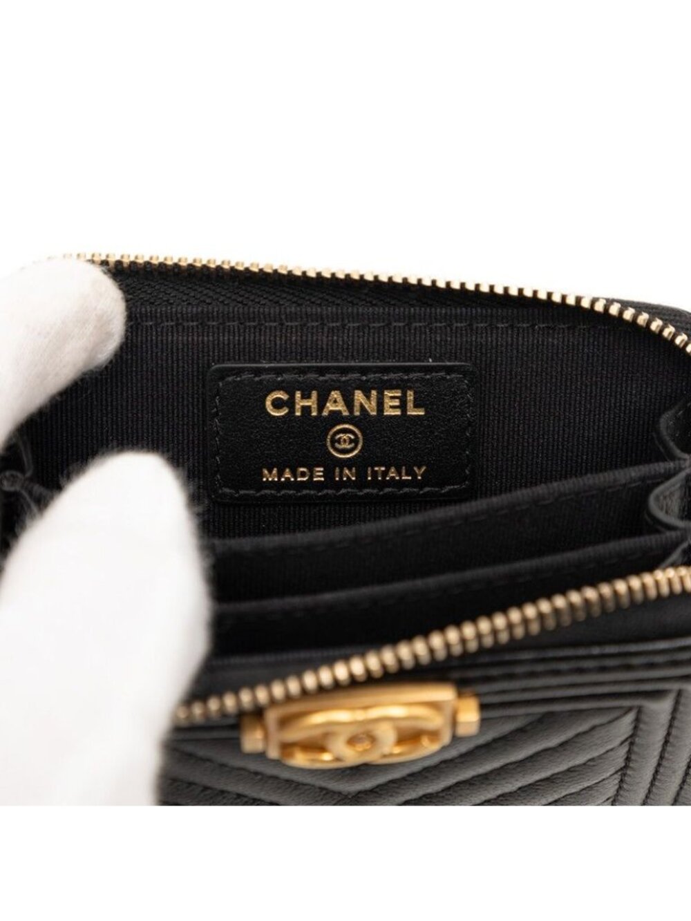 Chanel CC Logo Blanc Coin Purse Black Leather - Picture 5 of 6